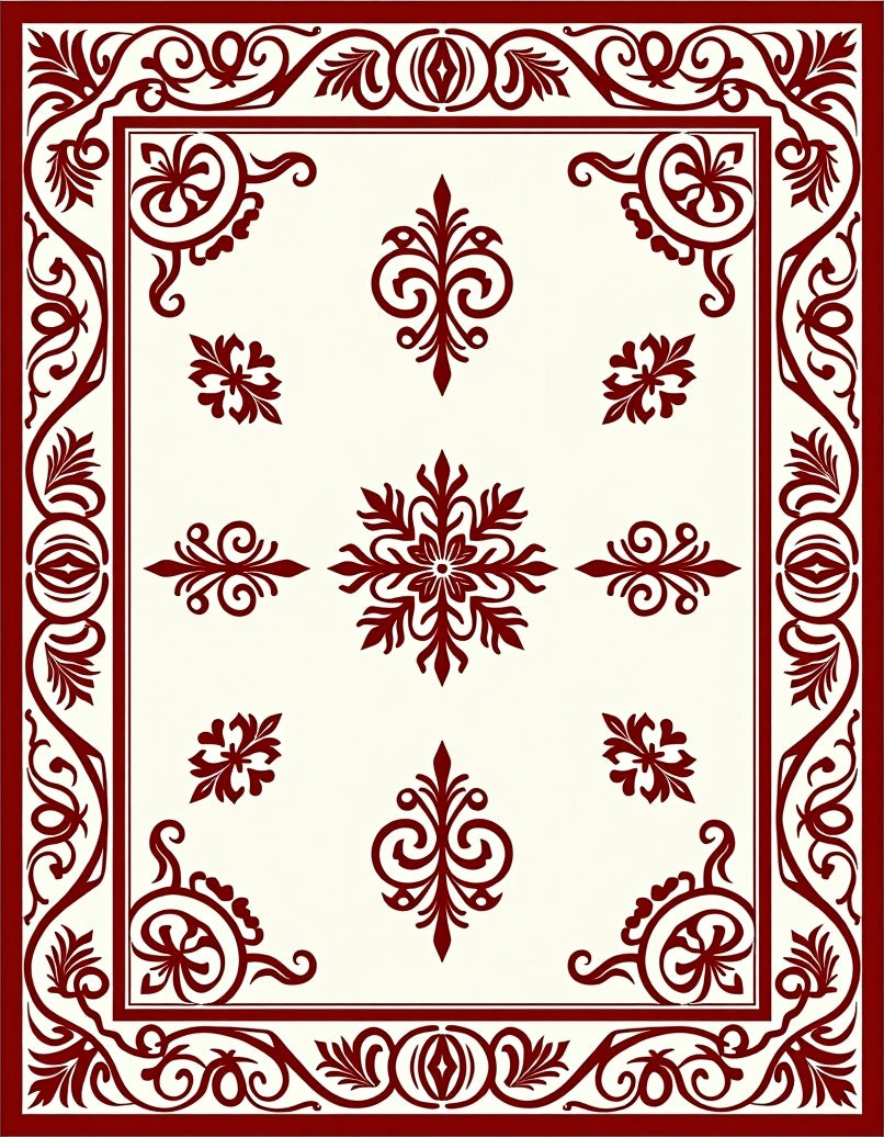 Classic Floral Scroll Work Design Rug