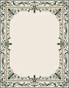Ornate Vine Pattern Border Rug