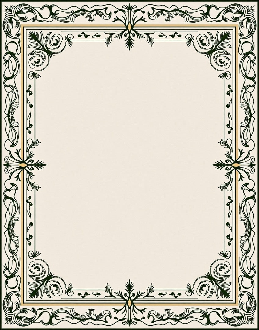 Ornate Vine Pattern Border Rug