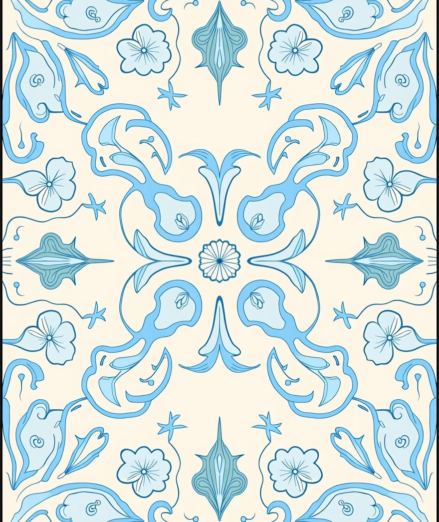 Art Nouveau Floral Swirl Pattern Rug