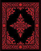 Elegant Red Floral Border Design Rug