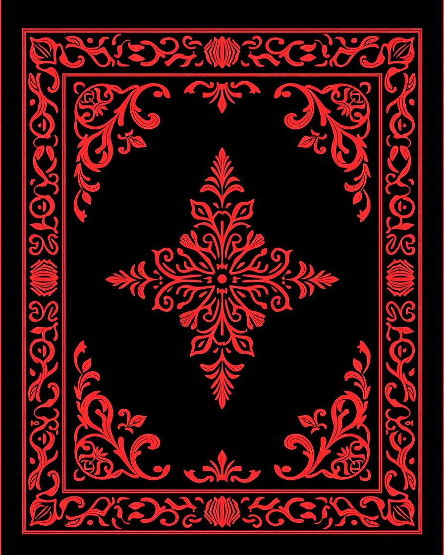 Elegant Red Floral Border Design Rug