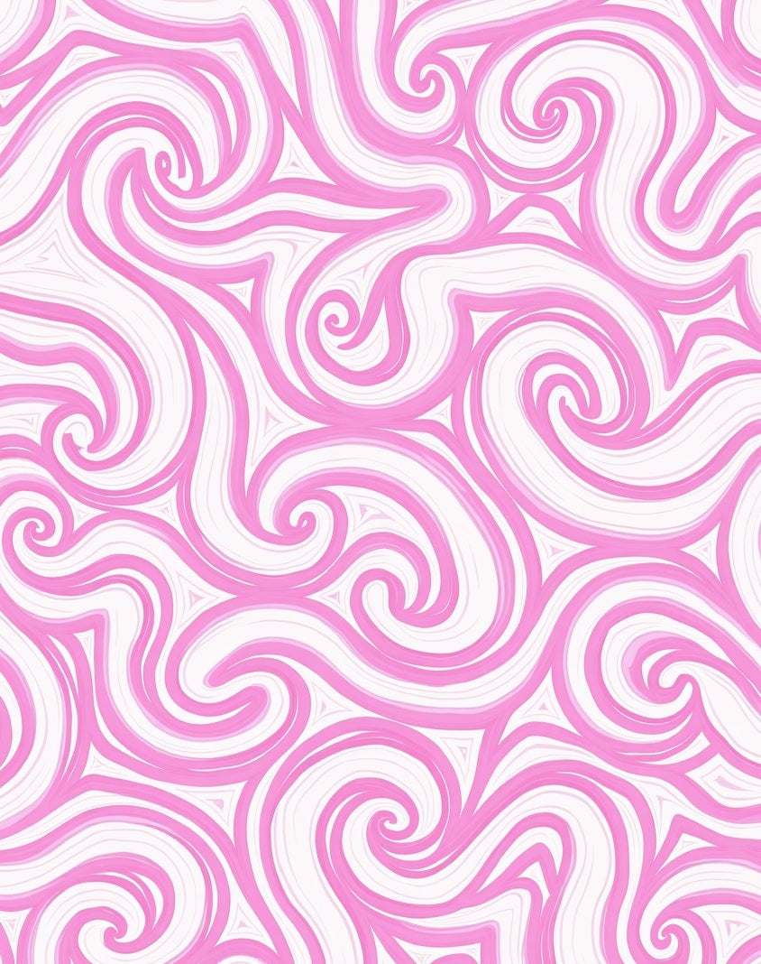 Pink Swirl Patterned Flowing Design Rug