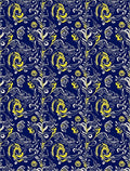 Navy Yellow Botanical Swirl Pattern Rug