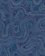 Deep Blue Wavy Topographical Lines Rug