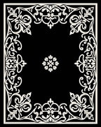 Ornate Floral Scrollwork Frame Design Rug