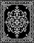Classic Black White Floral Scrollwork Design Rug