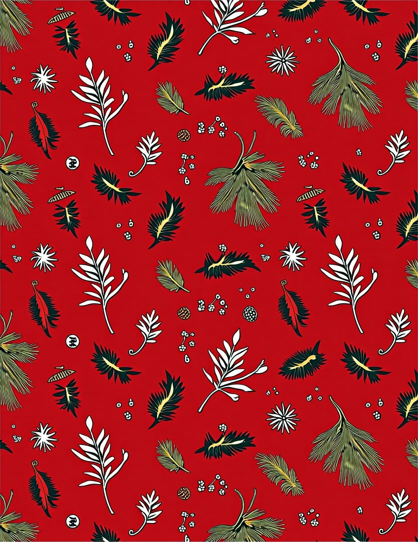 Bold Red Botanical Leaf Collection Rug