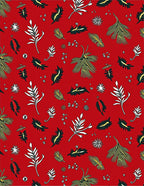 Bold Red Botanical Leaf Collection Rug