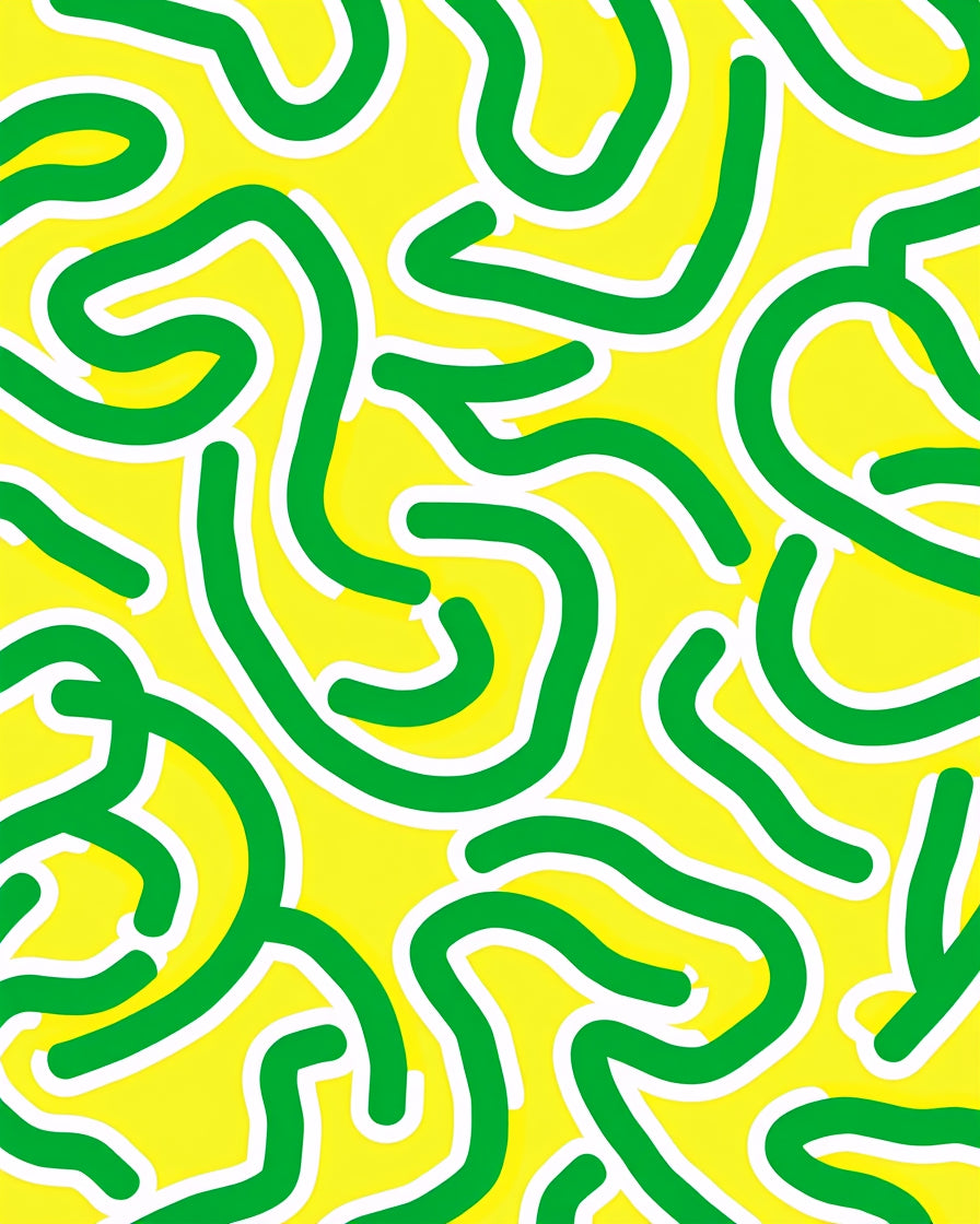Abstract Green Line Whimsical Rug