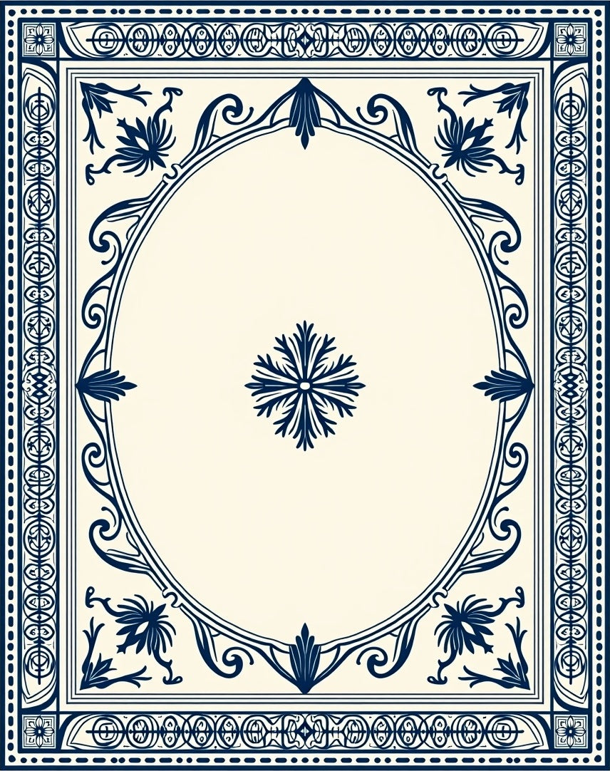 Ornate Floral Border Classic Design Rug