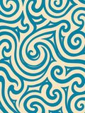 Cream and Teal Swirling Curves Rug