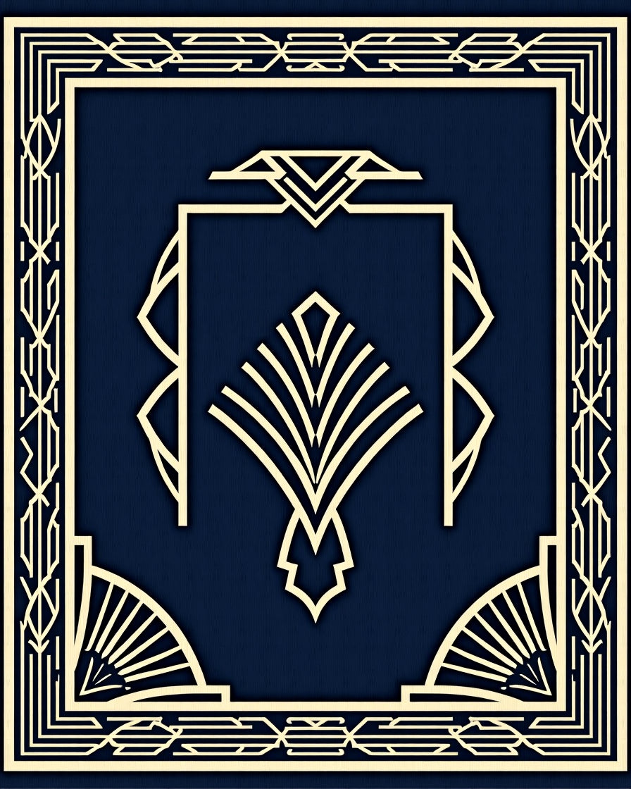 Elegant Geometric Fan Pattern Art Deco Rug