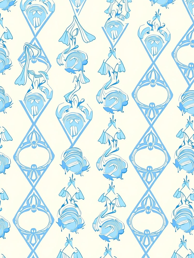 Art Nouveau Style Floral Diamonds Rug