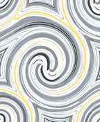 Abstract Swirl Gray Yellow Pattern Rug