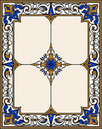 Elaborate Royal Blue Gold Floral Scroll Rug