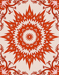 Bold Red Beige Mandala Motif Rug