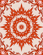 Bold Red Beige Mandala Motif Rug