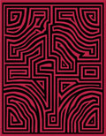 Bold Black Red Maze Pattern Rug