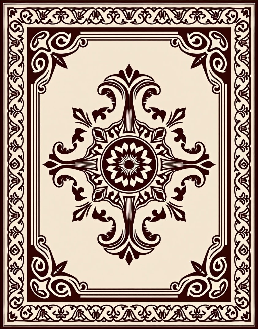 Ornate Mandala Scrollwork Style Rug