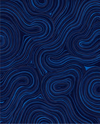 Deep Blue Swirling Organic Pattern Rug