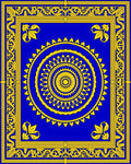 Royal Blue Yellow Ornamental Medallion Rug