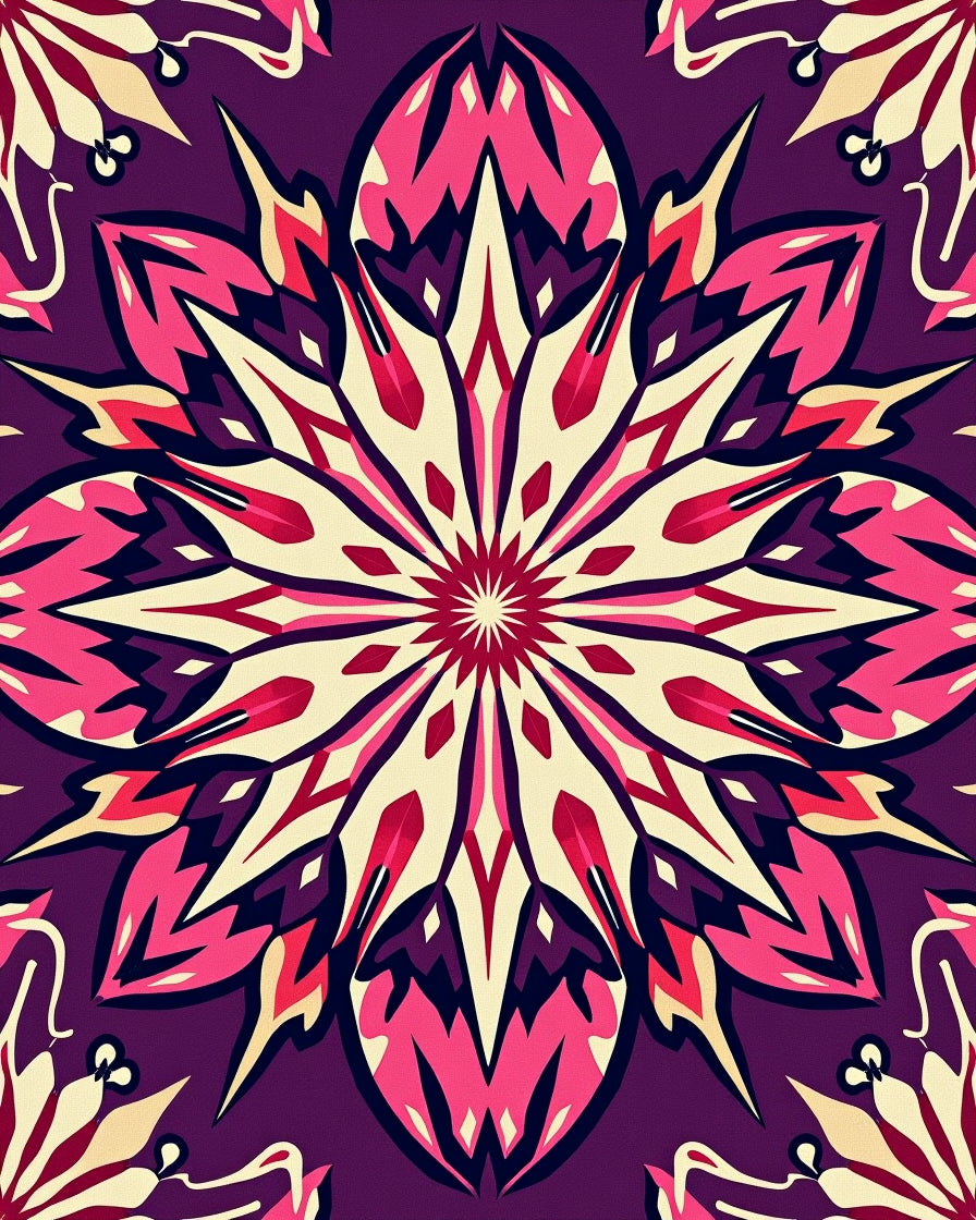 Radiant Pink Jewel Tone Mandala Rug