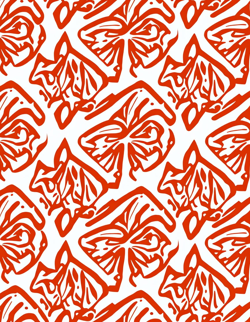Bold Red Floral Abstract Pattern Rug
