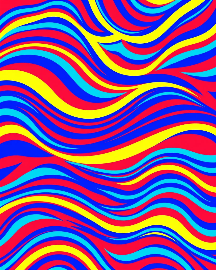 Vibrant Color Wave Pattern Rug