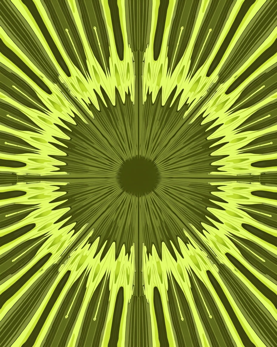 Radial Green Geometric Burst Rug