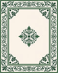 Elegant Green Traditional Floral Border Rug