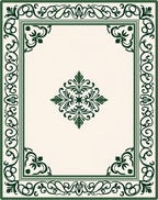 Elegant Green Traditional Floral Border Rug