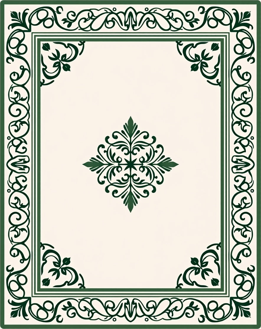 Elegant Green Traditional Floral Border Rug