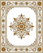 Ornate Floral Medallion Frame Design Rug