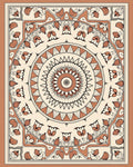 Mandala Floral Patterned Terracotta Rug