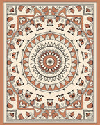 Mandala Floral Patterned Terracotta Rug