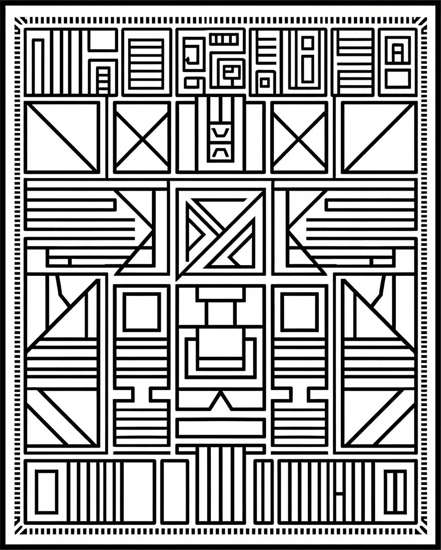 Abstract Geometric Black White Design Rug