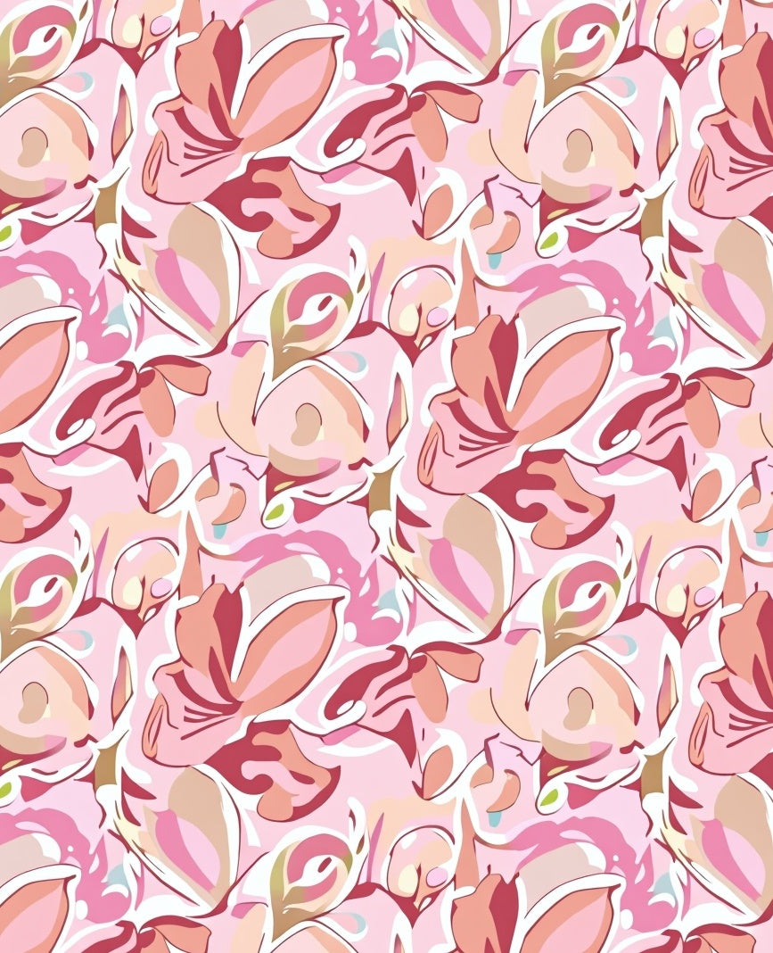 Soft Pink Floral Swirl Pattern Design Rug