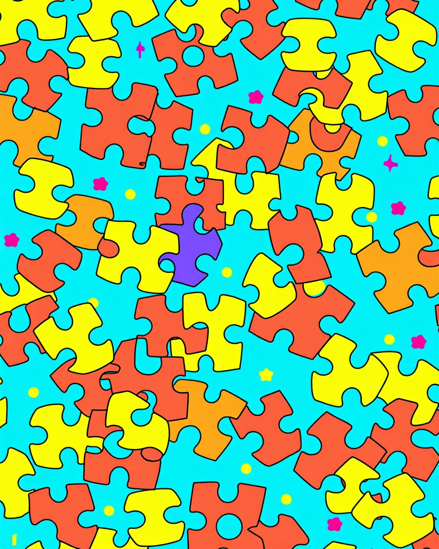 Colorful Puzzle Piece Pattern Design Rug