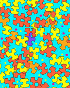 Colorful Puzzle Piece Pattern Design Rug