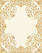 Ornate Golden Swirls Floral Border Rug