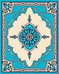 Turquoise And Beige Floral Medallion Rug