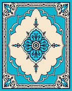 Turquoise And Beige Floral Medallion Rug