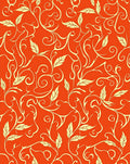 Bold Orange Vine Swirl Pattern Rug