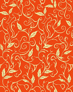 Bold Orange Vine Swirl Pattern Rug
