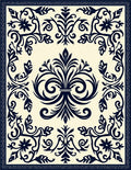 Classic Blue Floral Scrollwork Accent Rug