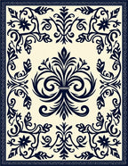 Classic Blue Floral Scrollwork Accent Rug
