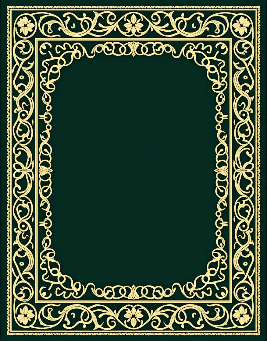 Formal Gold Floral Vine Border Rug