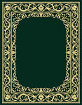 Formal Gold Floral Vine Border Rug