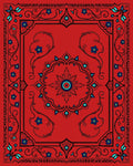 Red Floral Swirl Border Design Rug